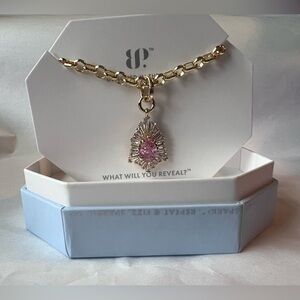 New Bomb Party Gleam Of Forgotten Sighs- Gold Chain with Pink Pendant Necklace